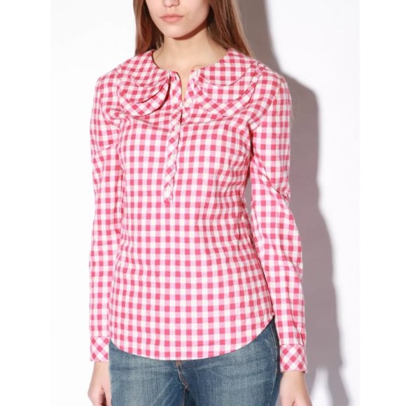 PJ by Peter Jensen Triple Collar Shirt Gingham Peter Pan Collar - Picture 1 of 9
